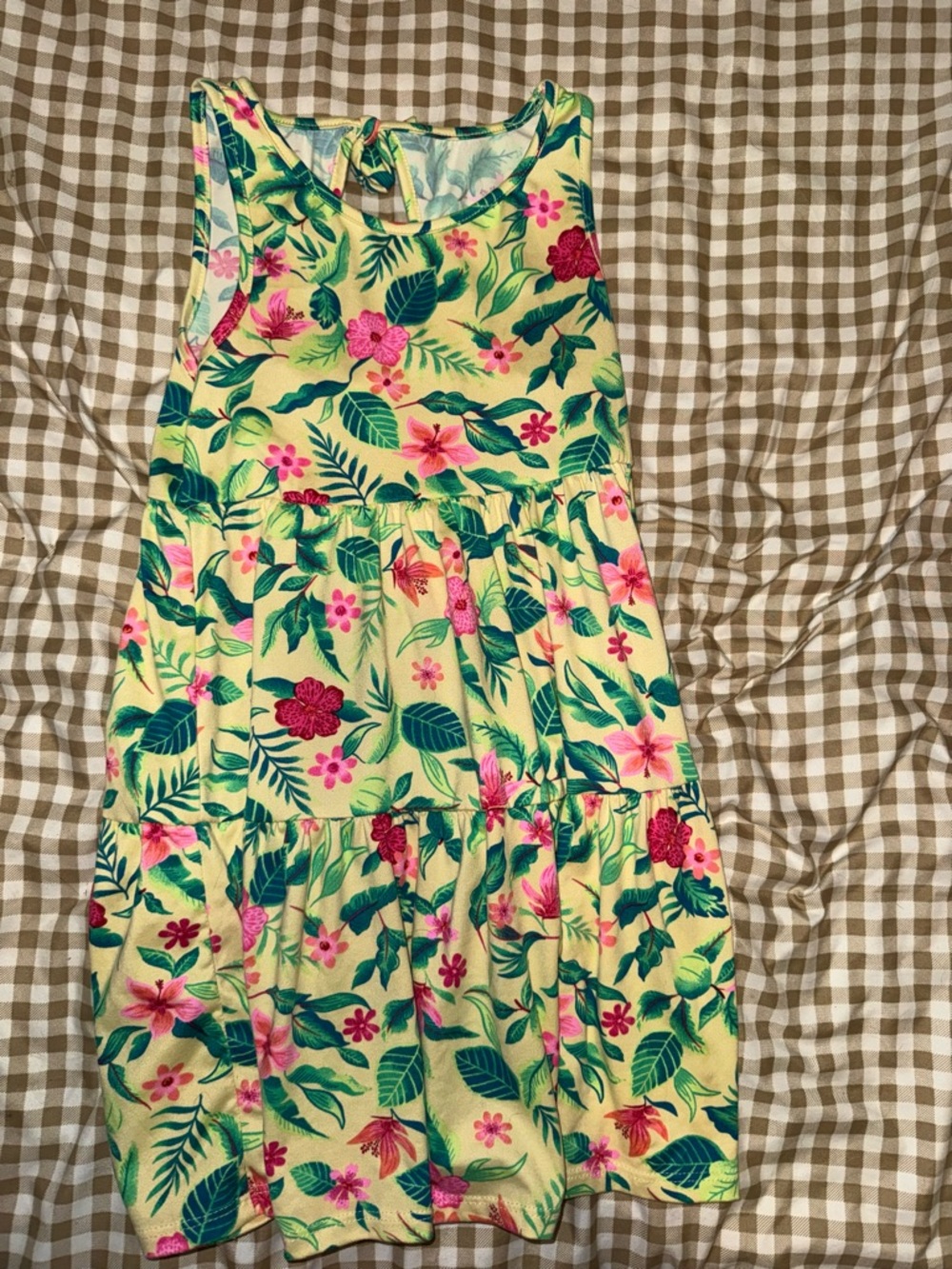Girls Yellow Tropical Floral Sundress
